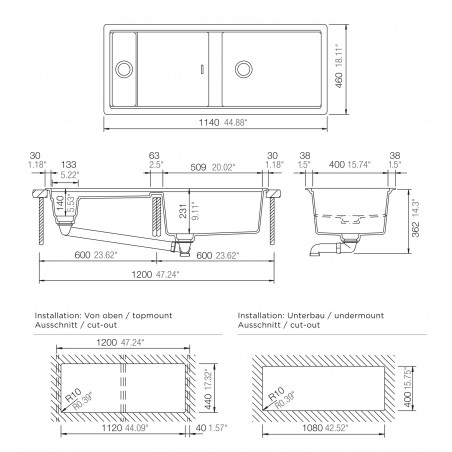 Kuchyňský dřez Schock Prepstation D-150 Twilight, spodní montáž