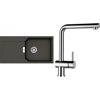 Set Schock S18-10 (dřez Manhattan D-100L Asphalt + baterie Epos Chrom)