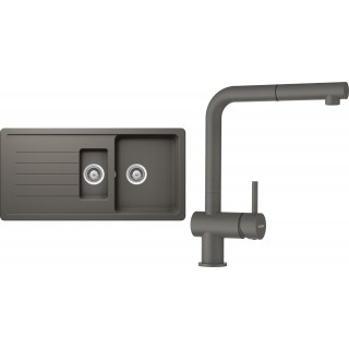 Set Schock S4-2 (dřez Toledo D-150 Silverstone + baterie Epos.120 Silverstone)