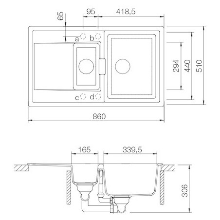 Kuchyňský dřez Schock Mono D-150 Silverstone, montáž do roviny