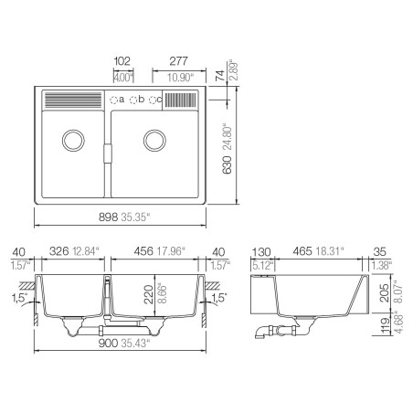 Kuchyňský dřez Schock Kallio M-175 Ivy, horní montáž