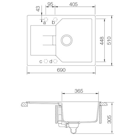 Kuchyňský dřez Schock Manhattan D-100S Croma, horní montáž