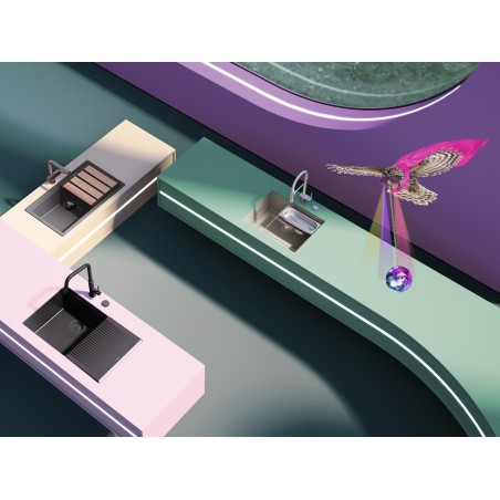 Kuchyňský dřez Schock Kiruna N-100L Night, montáž do roviny