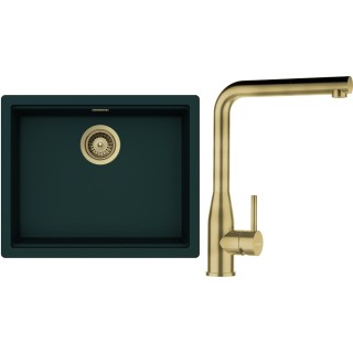 Set Schock S28-18 (dřez Kiruna N-100L Ivy + baterie Keto.120 White Gold + komponenty White Gold)