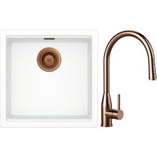Set Schock S31-9 (dřez Kiruna N-100 Day + baterie Kavus.120 Copper brushed + komponenty Copper...