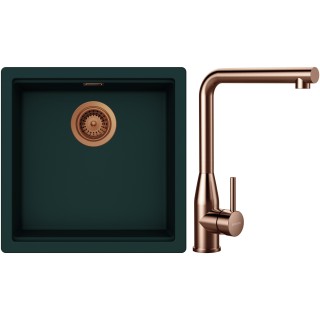 Set Schock S31-14 (dřez Kiruna N-100 Ivy + baterie Keto Copper brushed + komponenty Copper brushed)