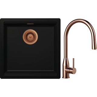 Set Schock S31-9 (dřez Kiruna N-100 Night + baterie Kavus.120 Copper brushed + komponenty Copper...