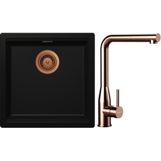 Set Schock S31-19 (dřez Kiruna N-100 Night + baterie Keto.120 Copper brushed + komponenty Copper...