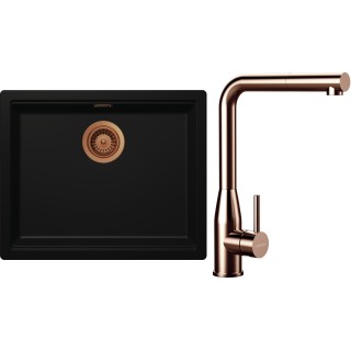 Set Schock S32-19 (dřez Kiruna N-100L Night + baterie Keto.120 Copper brushed + komponenty Copper...