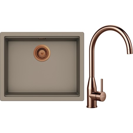 Set Schock S32-4 (dřez Kiruna N-100L Twilight + baterie Kavus Copper brushed)