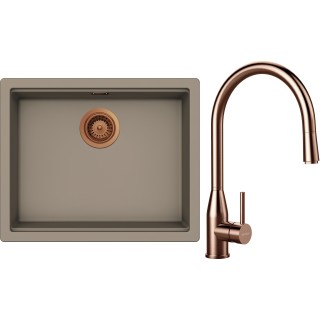 Set Schock S32-9 (dřez Kiruna N-100L Twilight + baterie Kavus.120 Copper brushed + komponenty...