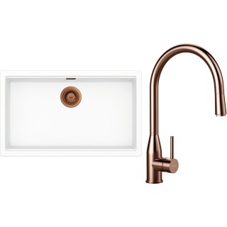 Set Schock S33-9 (dřez Kiruna N-100XL Day + baterie Kavus.120 Copper brushed + komponenty Copper...