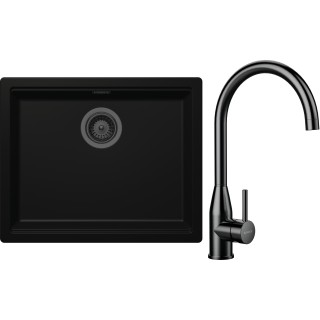 Set Schock S32-5 (dřez Kiruna N-100L Night + baterie Kavus Gunmetal brushed + komponenty Gunmetal...