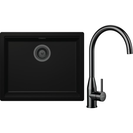 Set Schock S32-5 (dřez Kiruna N-100L Night + baterie Kavus Gunmetal brushed)