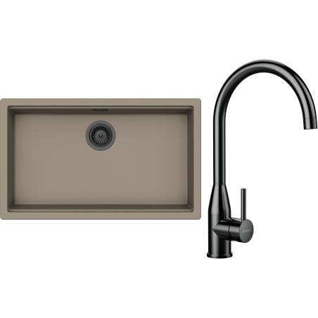 Set Schock S33-5 (dřez Kiruna N-100XL Twilight + baterie Kavus Gunmetal brushed)