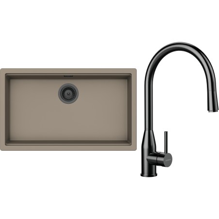 Set Schock S33-10 (dřez Kiruna N-100XL Twilight + baterie Kavus.120 Gunmetal brushed)