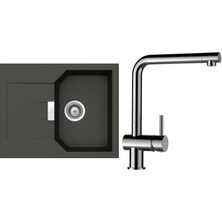 Set Schock S18-5 (dřez Manhattan D-100XS Asphalt + baterie Epos Nerezový vzhled)