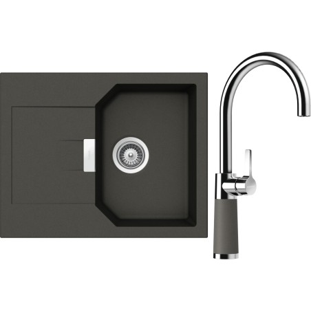 Set Schock S18-8 (dřez Manhattan D-100XS Asphalt + baterie SC-520 Asphalt)