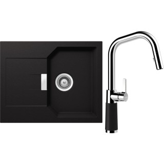 Set Schock S18-11 (dřez Manhattan D-100XS Nero + baterie SC-530.120 Nero)