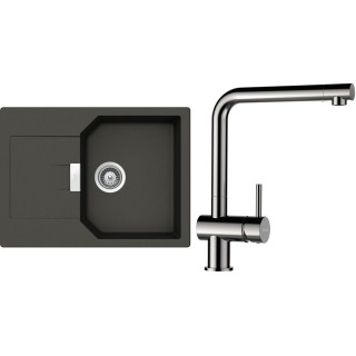 Set Schock S19-5 (dřez Manhattan D-100S Asphalt + baterie Epos Nerezový vzhled)