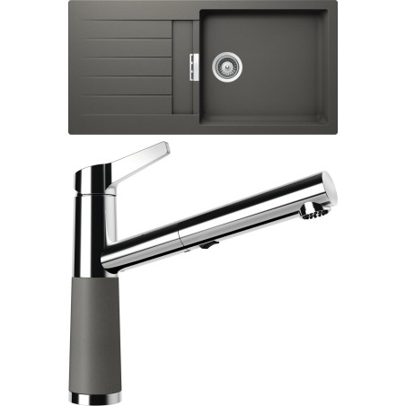 Set Schock S2-5 (dřez Signus D-100L Silverstone + baterie SC-510.120 Silverstone)