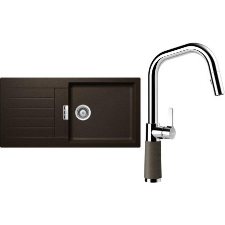 Set Schock S2-9 (dřez Signus D-100L Bronze + baterie SC-530.120 Bronze)