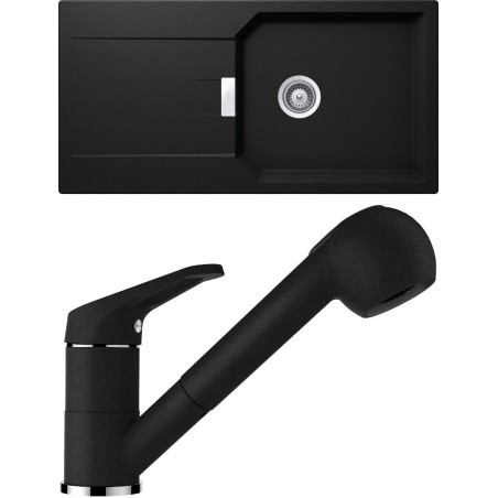 Set Schock S21-2 (dřez Manhattan D-100L Nero + baterie Cosmo.120 Nero)