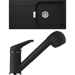 Set Schock S21-2 (dřez Manhattan D-100L Onyx + baterie Cosmo.120 Onyx)