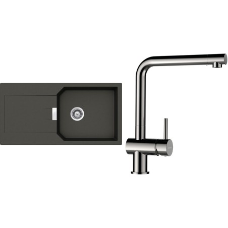 Set Schock S21-5 (dřez Manhattan D-100L Asphalt + baterie Epos Nerezový vzhled)