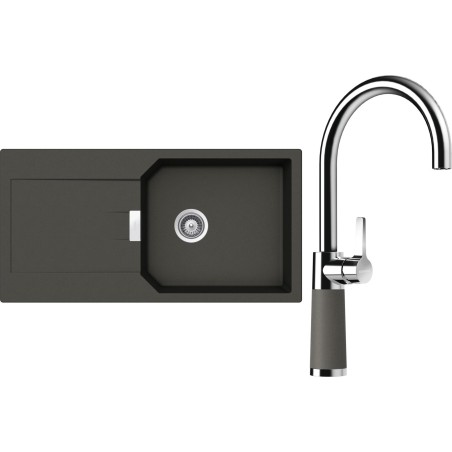 Set Schock S21-8 (dřez Manhattan D-100L Asphalt + baterie SC-520 Asphalt)