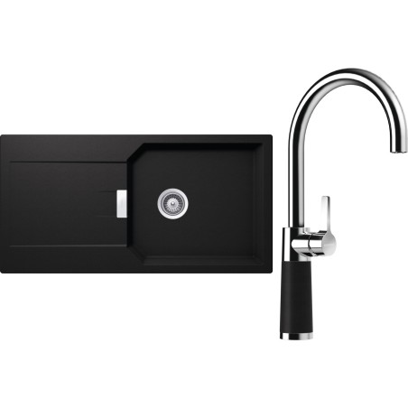 Set Schock S21-8 (dřez Manhattan D-100L Nero + baterie SC-520 Nero)