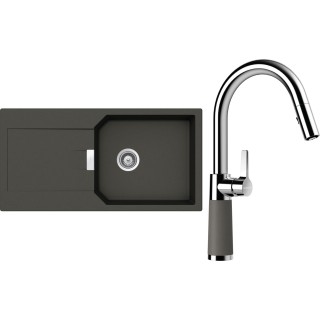 Set Schock S21-9 (dřez Manhattan D-100L Asphalt + baterie SC-520.120 Asphalt)