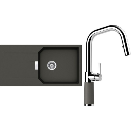 Set Schock S21-11 (dřez Manhattan D-100L Asphalt + baterie SC-530.120 Asphalt)