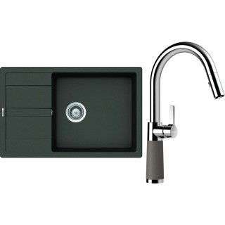 Set Schock S22-9 (dřez Manhattan D-100LS Asphalt + baterie SC-520.120 Asphalt)