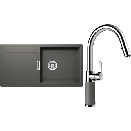 Set Schock S8-7 (dřez Mono D-100L Silverstone + baterie SC-520.120 Silverstone)