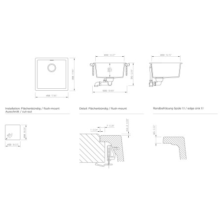 Kuchyňský dřez Schock Kaia N-100 Polaris, montáž do roviny