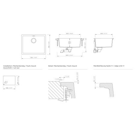 Kuchyňský dřez Schock Kaia N-100L Polaris, montáž do roviny