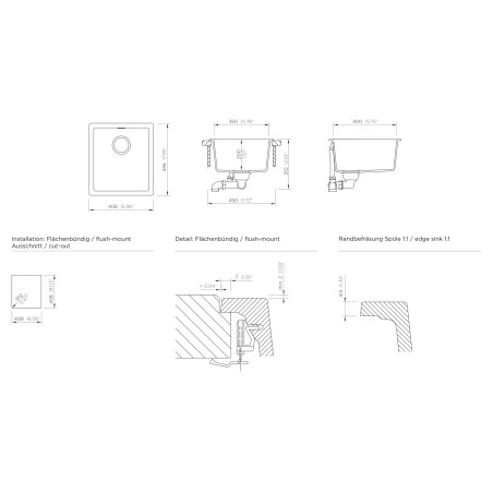Kuchyňský dřez Schock Kaia N-100S Magma, montáž do roviny