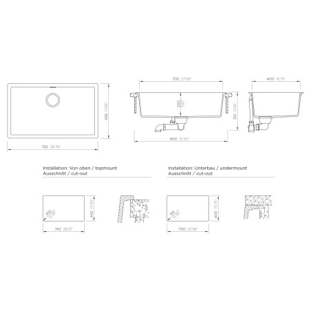 Kuchyňský dřez Schock Kaia N-100XL Bronze, spodní montáž