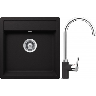 Set Schock 54 (dřez Nemo N-100S Nero + baterie Simi Nero)