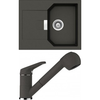 Set Schock S15-2 (dřez Manhattan D-100XS Asphalt + baterie Cosmo.120 Asphalt)