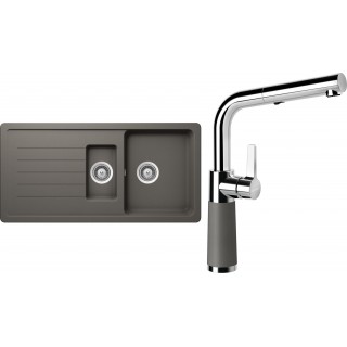 Set Schock S4-7 (dřez Toledo D-150 Silverstone + baterie SC-540.120 Silverstone)