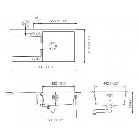 Kuchyňský dřez Schock Mono D-100L Magma, montáž do roviny