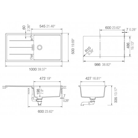 Kuchyňský dřez Schock Tia D-100L Magnolia, spodní montáž
