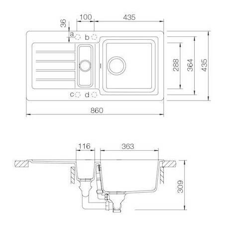 Kuchyňský dřez Schock Typos D-150S Asphalt, spodní montáž