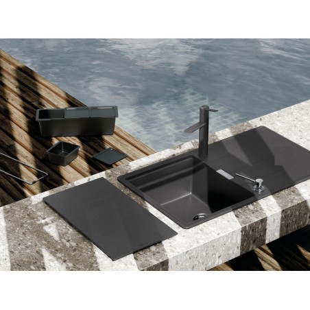 Kuchyňský dřez Schock Tia D-100 Stone + sada misek, horní montáž